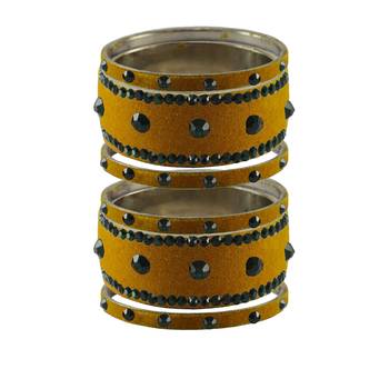 Light Brown  Stone Stud Brass Bangle 1