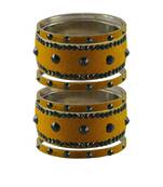 Light Brown  Stone Stud Brass Bangle