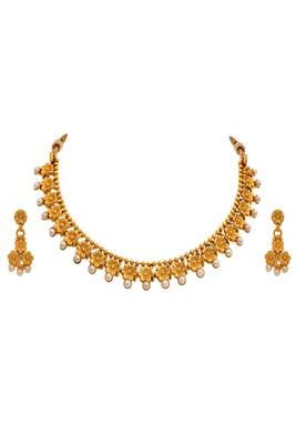 Gold pearl necklace-sets 1