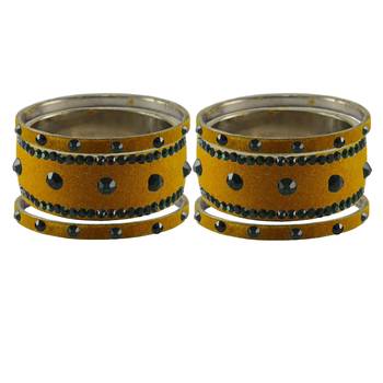 Light Brown  Stone Stud Brass Bangle 2