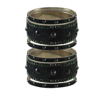 Grey Stone Stud Brass Bangle 1