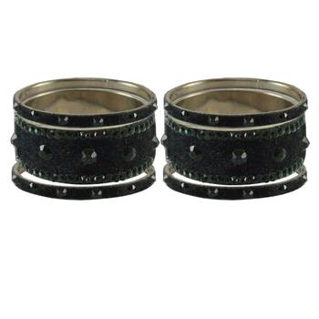 Grey Stone Stud Brass Bangle 2