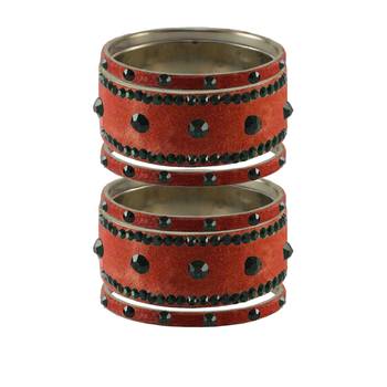 Peach Stone Stud Brass Bangle 1