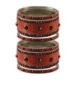 Peach Stone Stud Brass Bangle