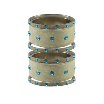 Cream Stone Stud Brass Bangle 1