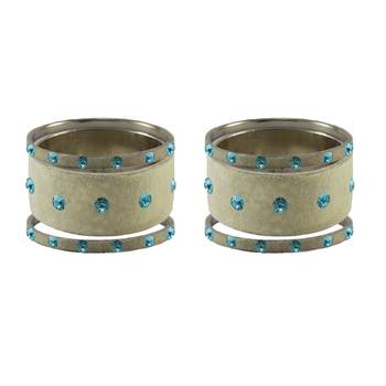 Cream Stone Stud Brass Bangle 2