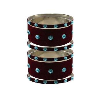 Dark Maroon  Stone Stud Brass Bangle 1
