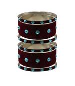 Dark Maroon  Stone Stud Brass Bangle