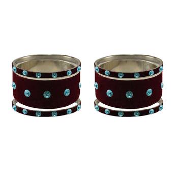 Dark Maroon  Stone Stud Brass Bangle 2