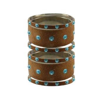 Dark Brown Stone Stud Brass Bangle 1
