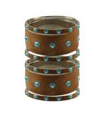 Dark Brown Stone Stud Brass Bangle