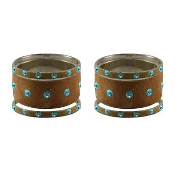 Dark Brown Stone Stud Brass Bangle 2