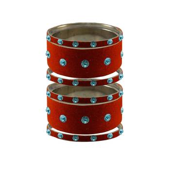 Orange Stone Stud Brass Bangle 1