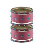 Dark Pink Stone Stud Brass Bangle