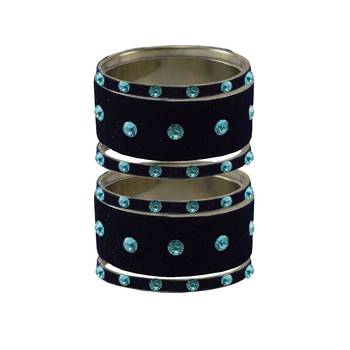 Dark Blue Stone Stud Brass Bangle 1