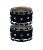 Dark Blue Stone Stud Brass Bangle