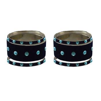 Dark Blue Stone Stud Brass Bangle 2