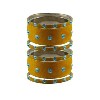 Light Brown  Stone Stud Brass Bangle 1