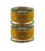 Light Brown  Stone Stud Brass Bangle