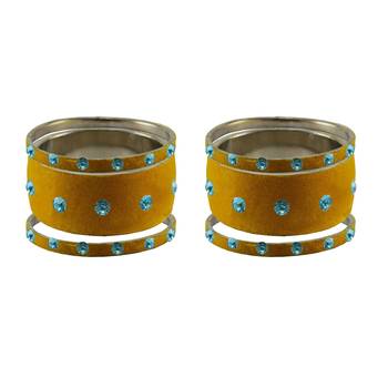 Light Brown  Stone Stud Brass Bangle 2