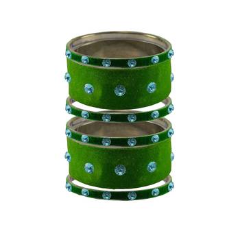 Green Stone Stud Brass Bangle 1