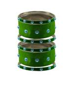 Green Stone Stud Brass Bangle