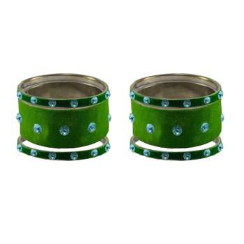 Green Stone Stud Brass Bangle 2