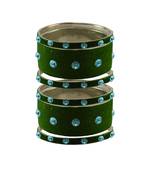 Dark Green Stone Stud Brass Bangle