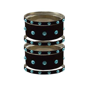 Black Stone Stud Brass Bangle 1