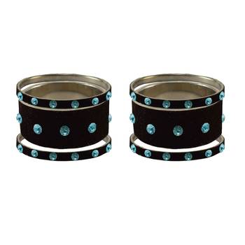 Black Stone Stud Brass Bangle 2