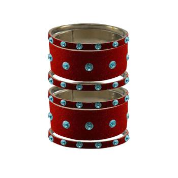 Red Stone Stud Brass Bangle 1