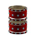 Red Stone Stud Brass Bangle