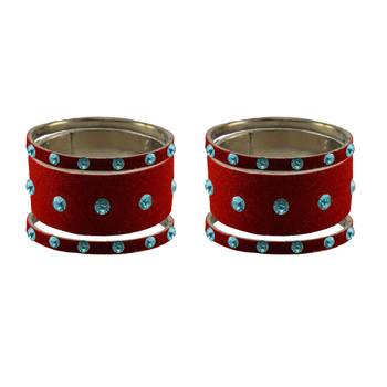 Red Stone Stud Brass Bangle 2