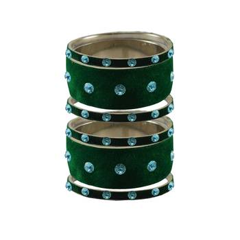 Green Stone Stud Brass Bangle 1