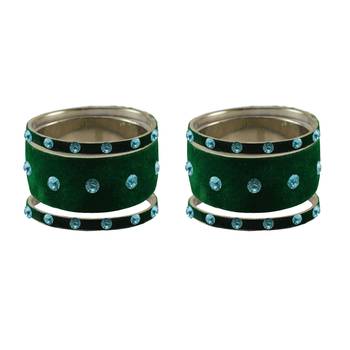 Green Stone Stud Brass Bangle 2