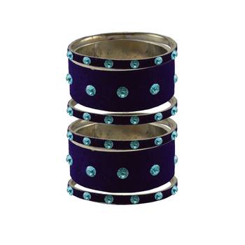 Dark Blue Stone Stud Brass Bangle 1