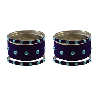 Dark Blue Stone Stud Brass Bangle 2
