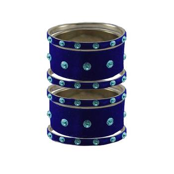 Blue Stone Stud Brass Bangle 1