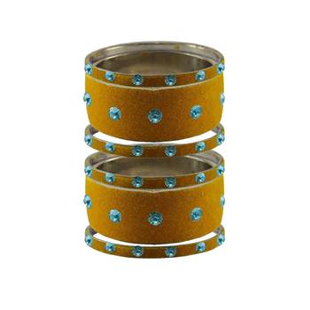 Light Brown  Stone Stud Brass Bangle 1