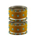 Light Brown  Stone Stud Brass Bangle