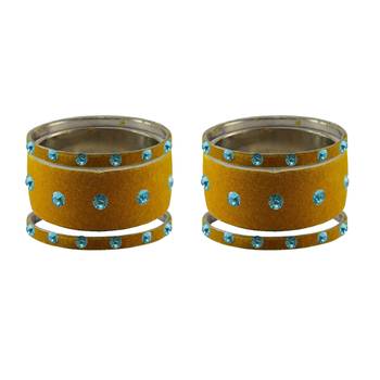Light Brown  Stone Stud Brass Bangle 2