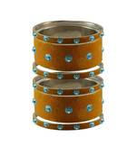 Dark Brown Stone Stud Brass Bangle