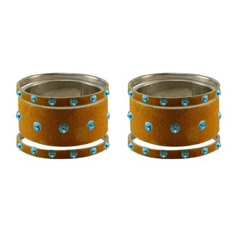 Dark Brown Stone Stud Brass Bangle 2