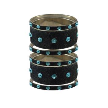 Grey Stone Stud Brass Bangle 1