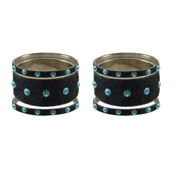 Grey Stone Stud Brass Bangle 2