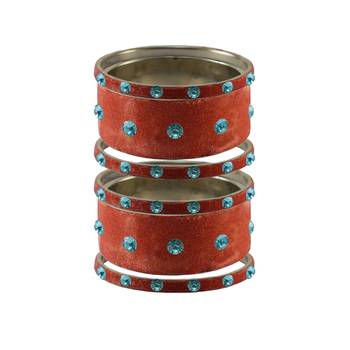 Peach Stone Stud Brass Bangle 1