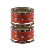 Peach Stone Stud Brass Bangle