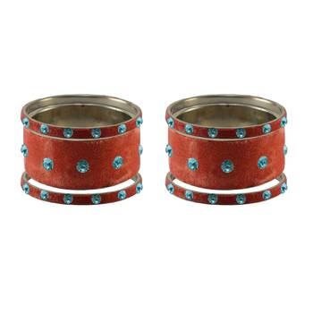 Peach Stone Stud Brass Bangle 2