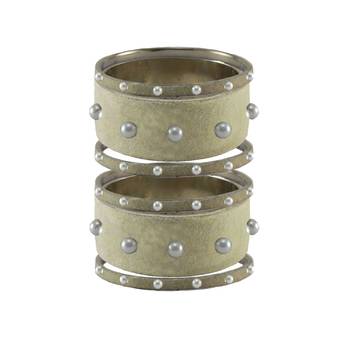 Cream Moti Stud Brass Bangle 1