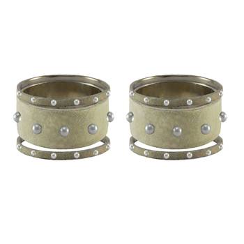 Cream Moti Stud Brass Bangle 2